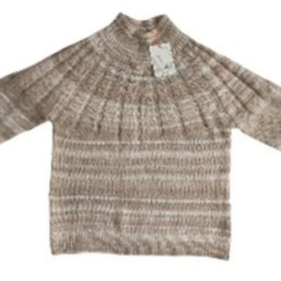 Knox Rose Sweater Size S Oatmeal Striped Mock Neck Pullover NWT Soft - Picture 4 of 8